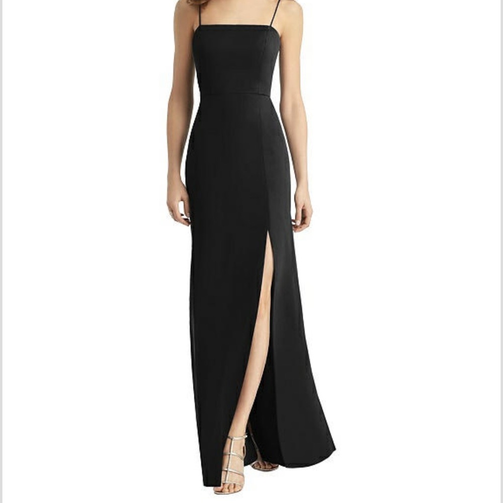 Tie-Back Cutout Trumpet Gown with Front Slit - bridesmaid